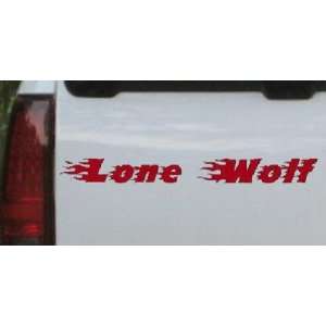Red 10in X 1.0in    Flaming Lone Wolf Car Window Wall Laptop Decal 