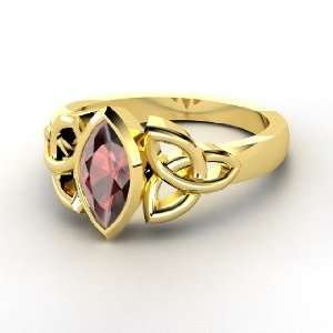  Caitlin Ring, 14K Yellow Gold Ring with Red Garnet 