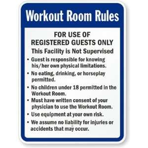  Workout Room Rules Plastic Sign, 10 x 7
