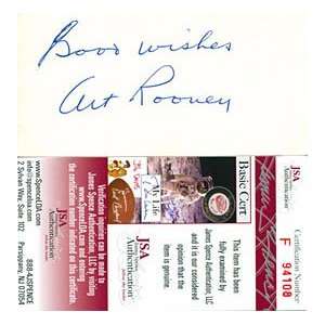 Art Rooney Autographed / Signed 3x5 Card (JSA) Sports 