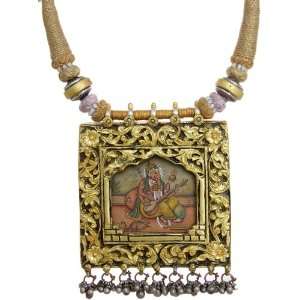  Lord Ganesha Playing Veena (Necklace with Cord)   Sterling 