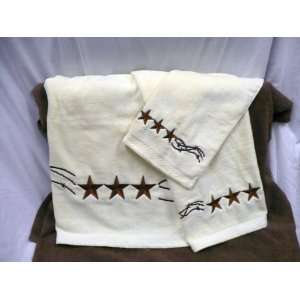  Western Decor Embroidered Star Bath Towel Set 3pc