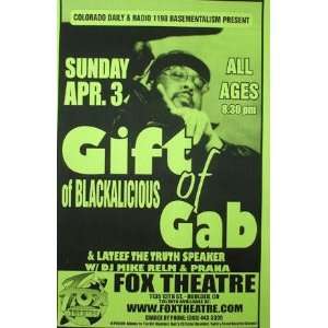  Gift Of Gab Blackalicious Boulder Gig Poster hiphop
