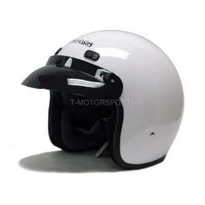  Tms White Cafe Racer Open Face Scooter Motorcycle Helmet 
