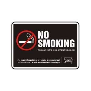NO SMOKING PURSUANT TO THE IOWA SMOKEFREE AIR ACT (BLACK BACKGROUND 