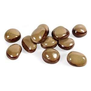    Set of 12 Flat Polished Tan and Brown River Stones
