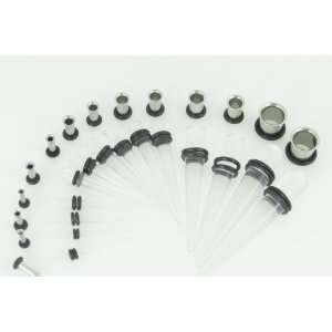  Taper Kit ALL Gauges Acrylic Clear Tapers + Plugs Surgical 
