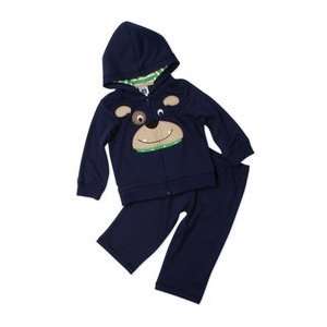 Carters Boys 2 piece L/S Navy Doggy Face Hooded and Zippered Cotton 