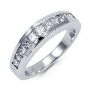  Princess Cut Diamond 14k White Gold Wedding Band Ring 