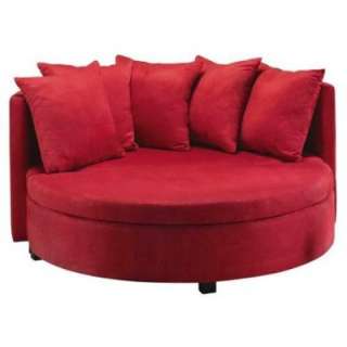  Discus Love Seat & Ottoman Set 5 Pillows Red