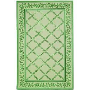   Ivory and Light Green Country 89 x 119 Area Rug