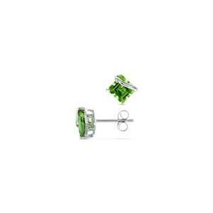  ZALES Princess Cut Peridot Overlay Stud Earrings in 10K 