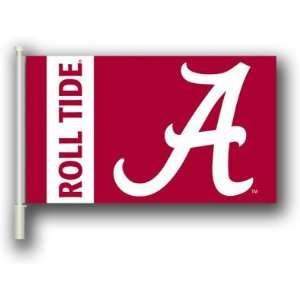  NCAA Alabama A Roll Tide Car Flag w/Wall Bracket   Set 