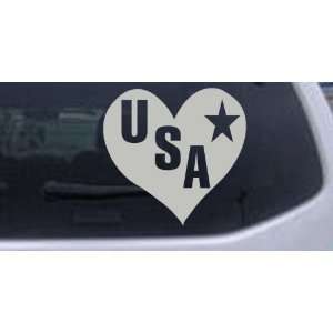  Silver 18in X 17.4in    USA Heart Military Car Window Wall 