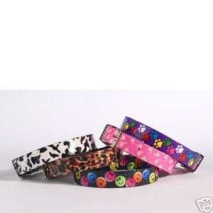   Sparkle Print Dog Collar COLORED PAWS 1 x 14 18