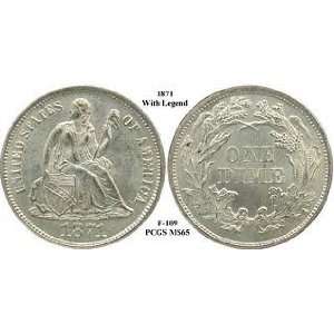  1871 Seated Liberty Silver Dime 