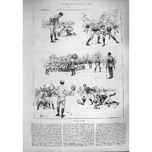 1887 RUGBY FOOTBALL SKETCHES SPORT MEN OLD PRINT