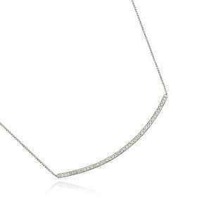  14K White Gold Diamond Bar Necklace Jewelry