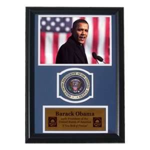 Barack Obama Speech Photograph with Presidential Commemorative Patch 