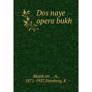 Dos naye opera bukh A., 1871 1937,Fornberg, KÌ£ MuzikÌ£aná¹ 