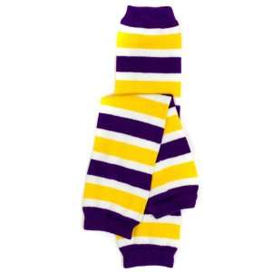  #68 Team Purple & Gold Yellow Stripe baby leg warmers for 