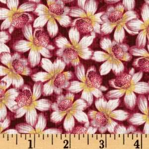  44 Wide Victorias Guest House Blooms Maroon Fabric By 