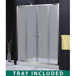   Nickel / Frosted Glass Visions Visions Sliding Shower Door with Fros