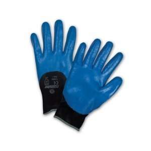  Black Nylon Gloves with Blue 3/4 Nitrile Dip Small (lot of 