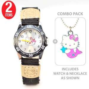 Hello Kitty Girls Learn to tell time watch in BLACK with Hello Kitty 