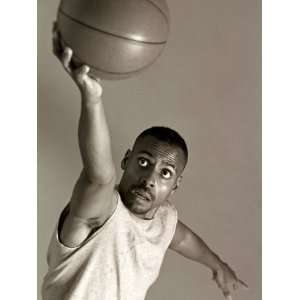  Male Basketball Player Go Up for a Shot, New York, New 