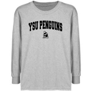  Youngstown State Penguins Youth Ash Logo Arch T shirt 