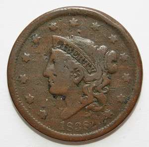 1838 CORONET TYPE LARGE CENT VERY GOOD CONDITION  