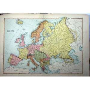  c1910 MAP EUROPE BRITISH ISLES FRANCE SPAIN ITALY