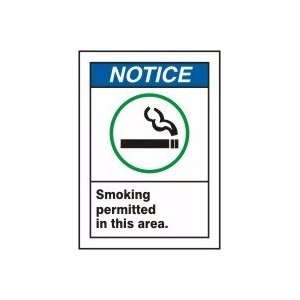  NOTICE SMOKING PERMITTED IN THIS AREA (W/GRAPHIC) 10 x 7 