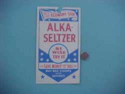 1940s WWII Era Alka Seltzer Buy War Stamps & Bonds store window/door 