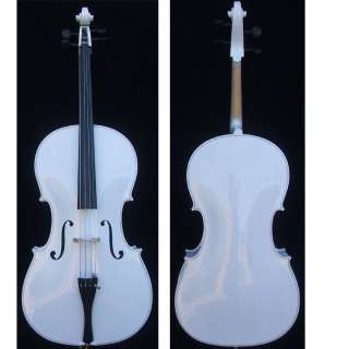 White 4/4electric acoustice Cello Outfit Beaut+Bow+Bag.  
