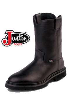 Justin WK4907 Black Premium Wellington Work Boots 11M  