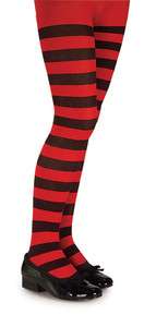 Child Red Black Striped Tights Pantyhose Costume Accessory  
