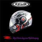 ZEUS ZS 3000A Glossy GG2 Silver/Red Modular Flip Up Helmet QRB size 