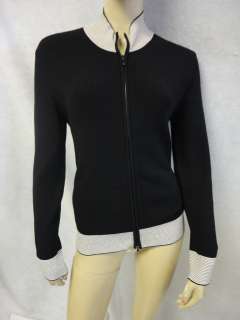 Les Copains Black Rayon Blend Zip Up Sweater Jacket 44  