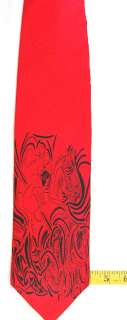 PICASSO COLLEC. UNTITLED BLACK RED HORSE SILK NECK TIE  