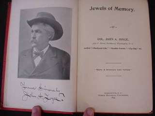1895 Col John Joyce SIGNED 1st Ed JEWELS OF MEMORY Rare  