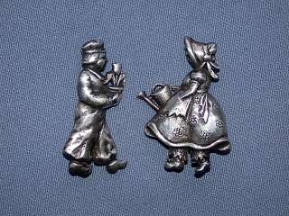 Up for auction are two Vintage Sterling Silver Dutch Boy & Girl 