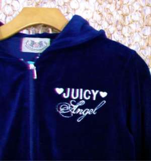 JUICY COUTURE Womens Navy & Gold ANGEL Hoodie Sweater & Pants Set sz M 