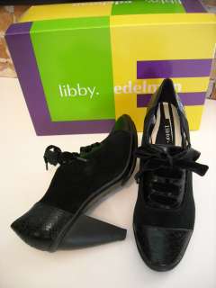 Libby Edelman BLACK SUEDE Perrin Lace Up OXFORD 9 NEW  