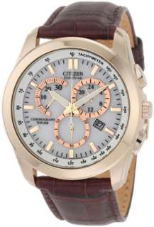 Citizen AT1183 07A Mens Watch Rose Gold Tone Eco Drive Chronograph 