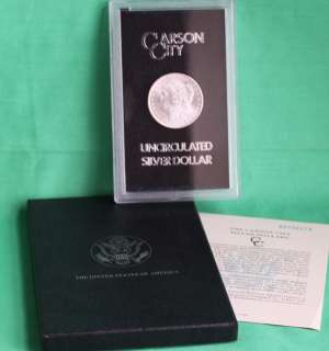 1882 CC Morgan Silver Dollar Coin Carson City BU with GSA Box Papers 