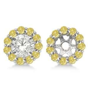  Fancy Yellow Canary Diamond Earring Jackets 14k White Gold 