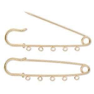 10* Gold plated Kilt Pins 3 inches long with 5 Loops  