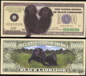 Lot of 25 Black Labrador Million Dollar Bills  